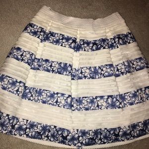 Blue and white skater skirt